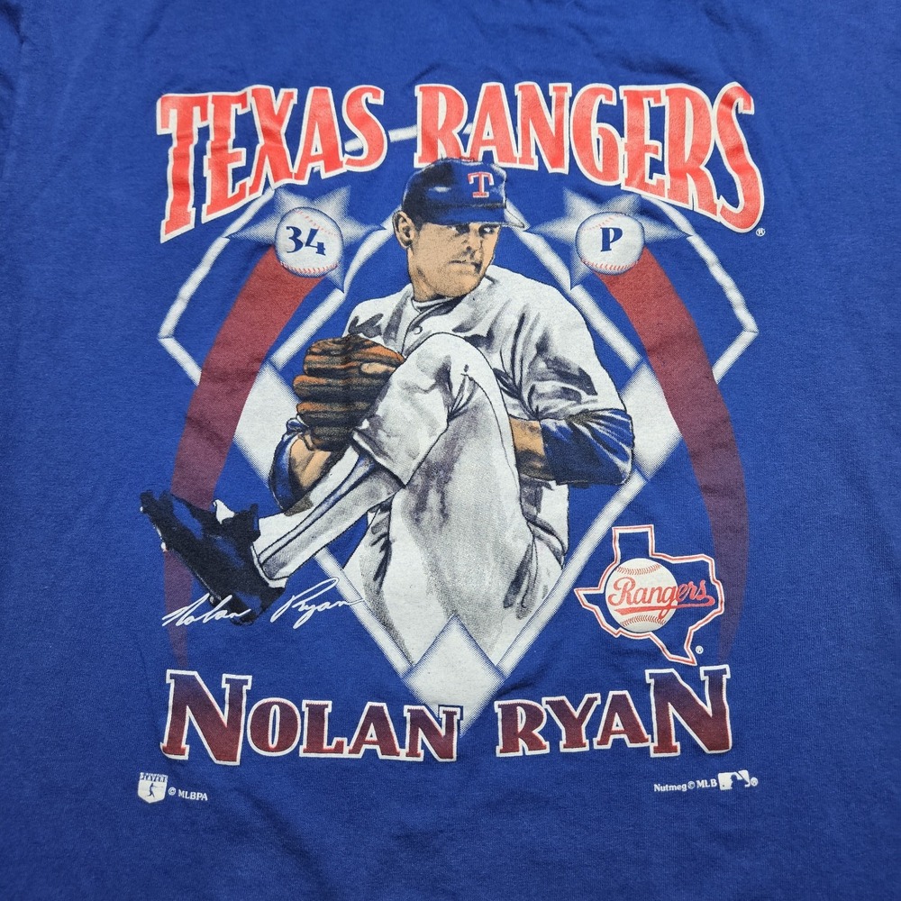 Texas Rangers Nolan Ryan Vintage Nutmeg Mills T-Shirt XL Blue MLB Single Stitch